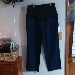 Stylish Black and Blue Women's Cropped Maternity Pants